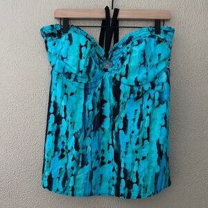 Liz Lange Blue and Black Bikini Top